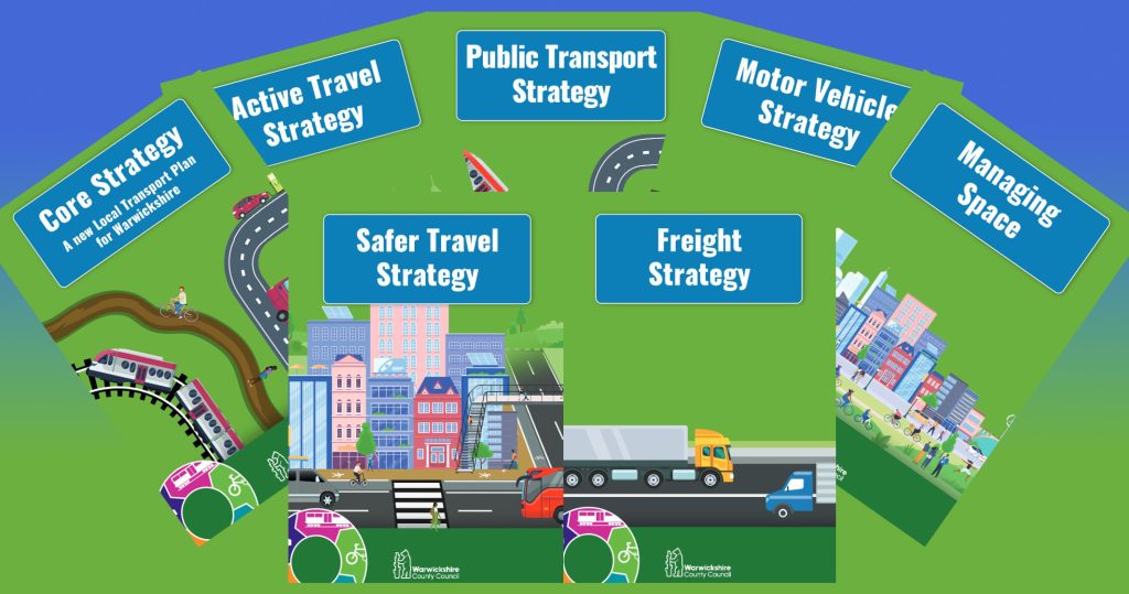 Illustrative graphic showing the covers of the seven documents comprising the Draft Local Transport Plan